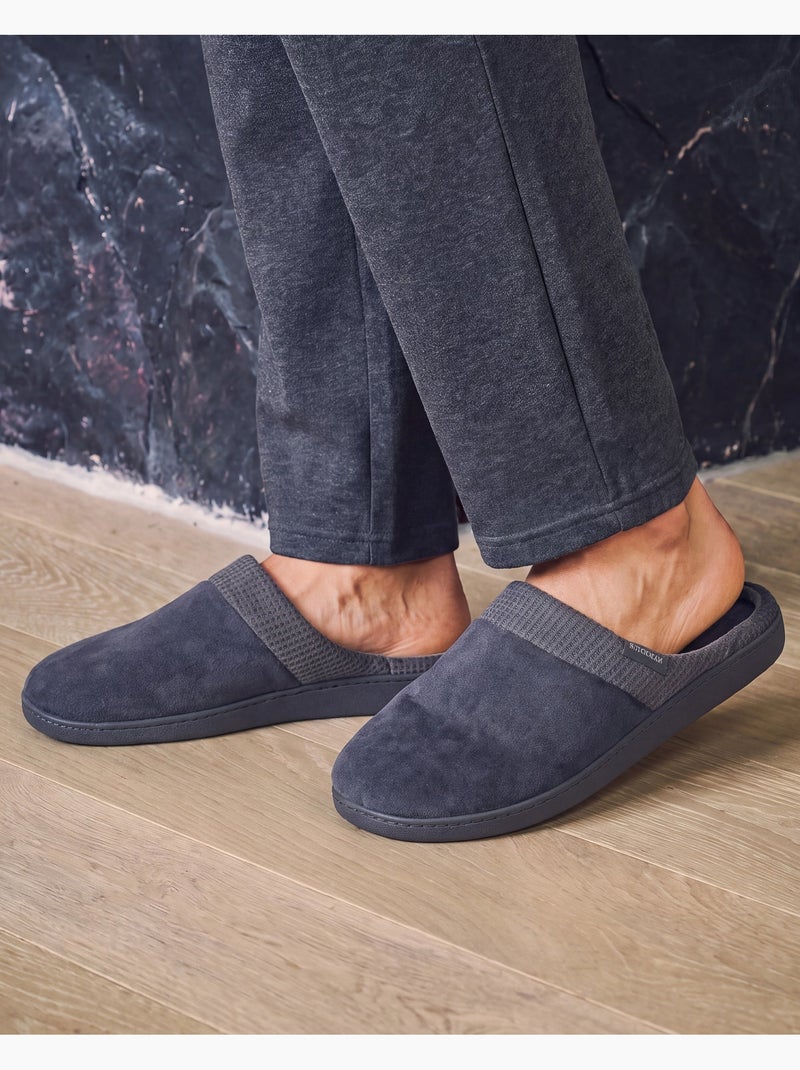 Chaussons mules velours semelle ergonomique soutien homme Gris - Kiabi