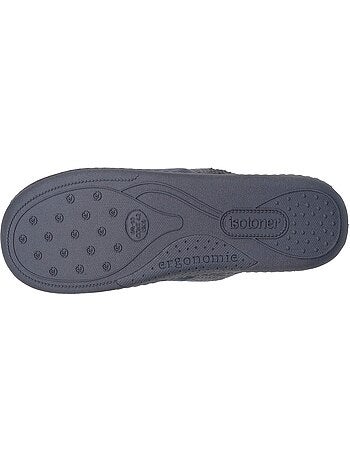 Chaussons mules velours semelle ergonomique soutien homme isotoner