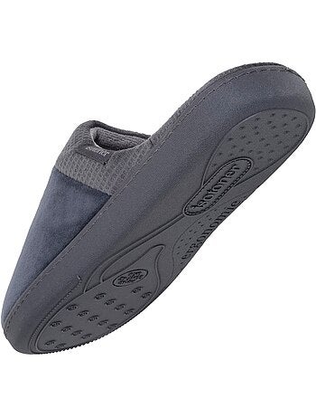Chaussons mules velours semelle ergonomique soutien homme isotoner
