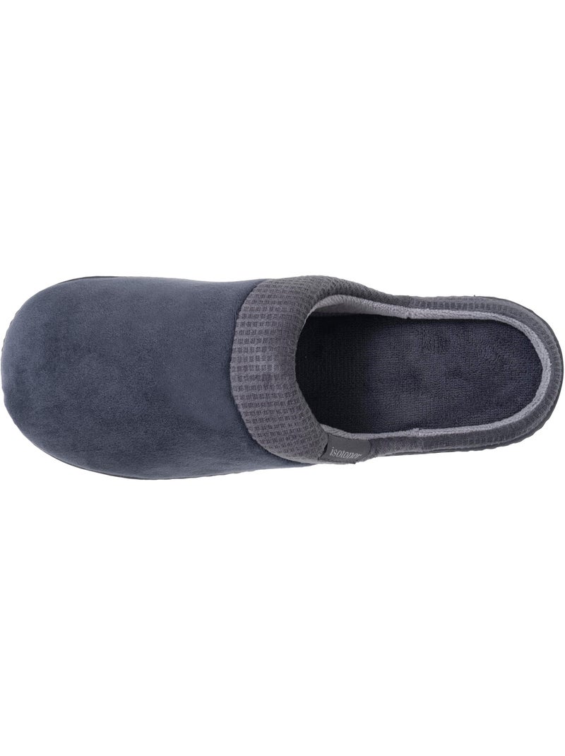 Chaussons mules velours semelle ergonomique soutien homme isotoner Gris - Kiabi