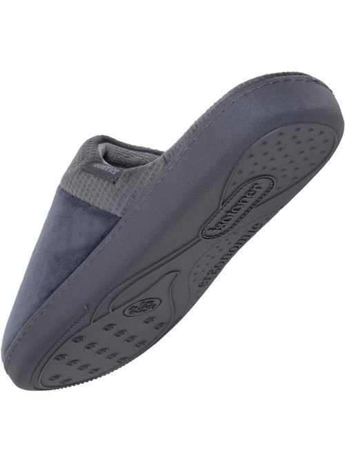 Chaussons mules velours semelle ergonomique soutien homme isotoner - Kiabi