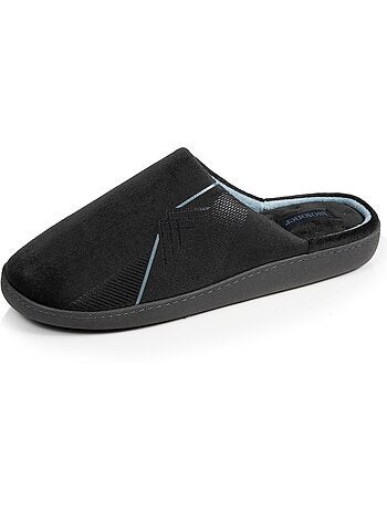 Chaussons mules velours semelle ergonomique soutien homme isotoner