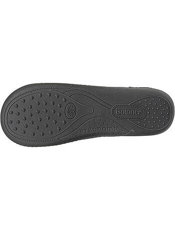 Chaussons mules velours semelle ergonomique soutien homme isotoner