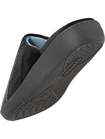 Chaussons mules velours semelle ergonomique soutien homme isotoner