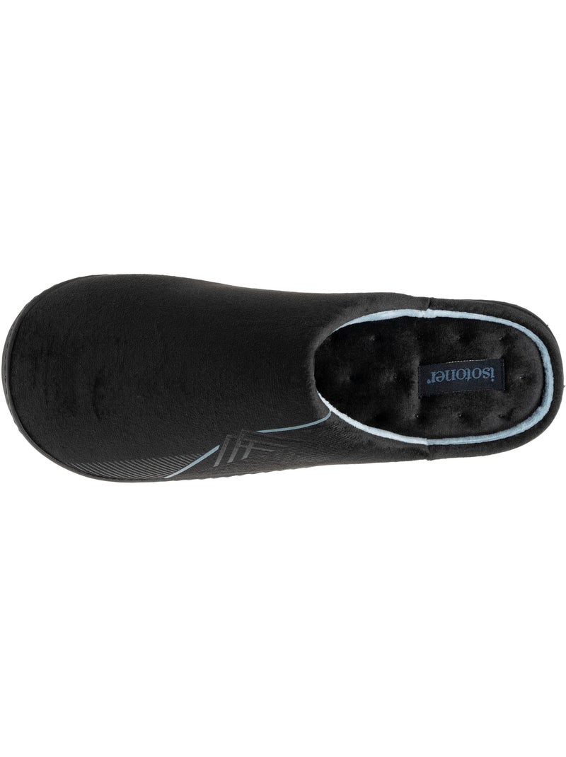 Chaussons mules velours semelle ergonomique soutien homme isotoner Noir Bleu - Kiabi