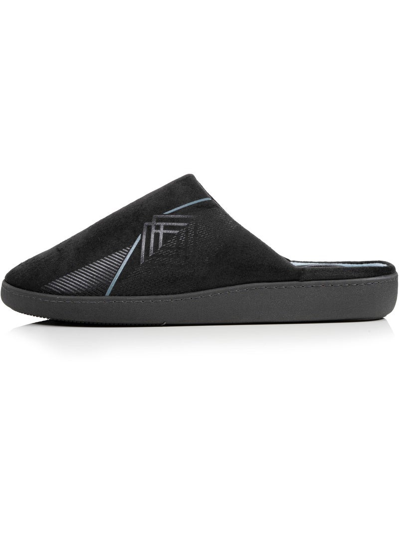 Chaussons mules velours semelle ergonomique soutien homme isotoner Noir Bleu - Kiabi