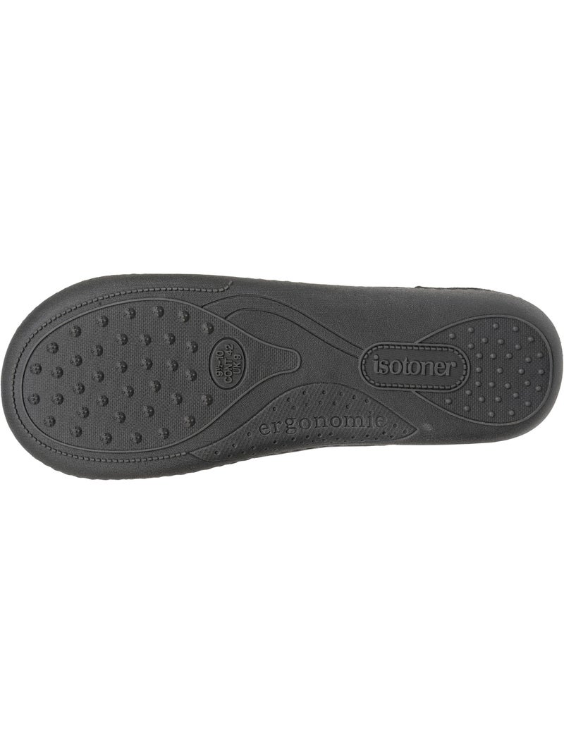 Chaussons mules velours semelle ergonomique soutien homme isotoner Noir Bleu - Kiabi