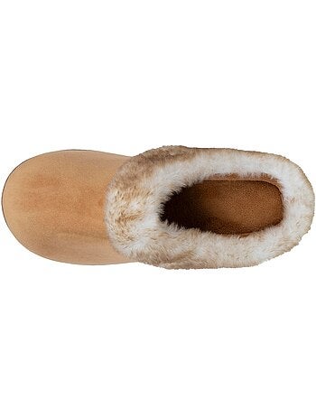Chaussons mules velours ultra doux, compensées femme