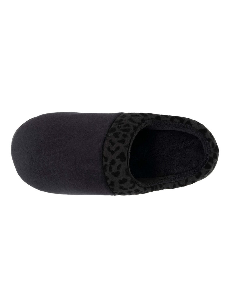 Chaussons mules velours ultra doux, compensées femme Isotoner Noir - Kiabi