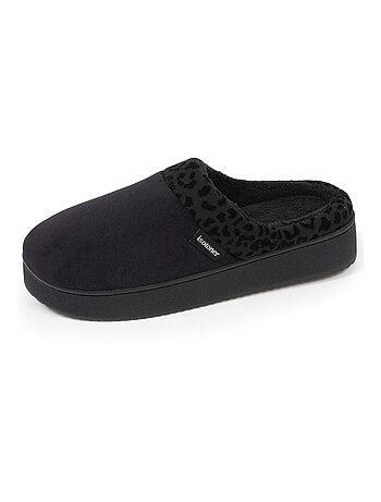 Chaussons mules velours ultra doux, compensées femme