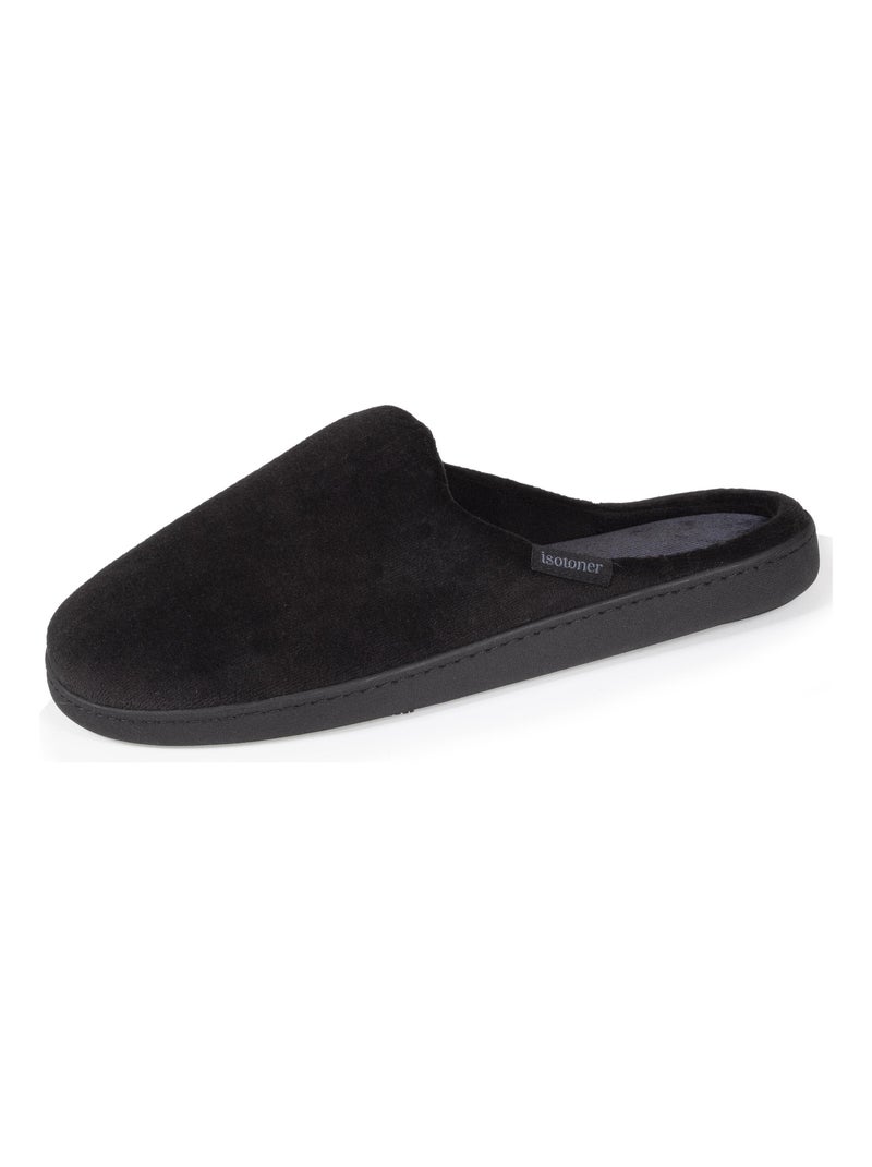 Chaussons Mules velours ultra doux Noir - Kiabi