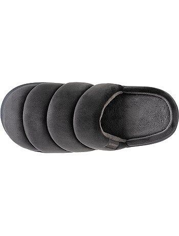 Chaussons mules velours ultra doux, semelle bloup homme Isotoner