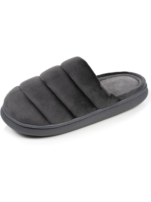 Chaussons mules velours ultra doux, semelle bloup homme Isotoner - Kiabi