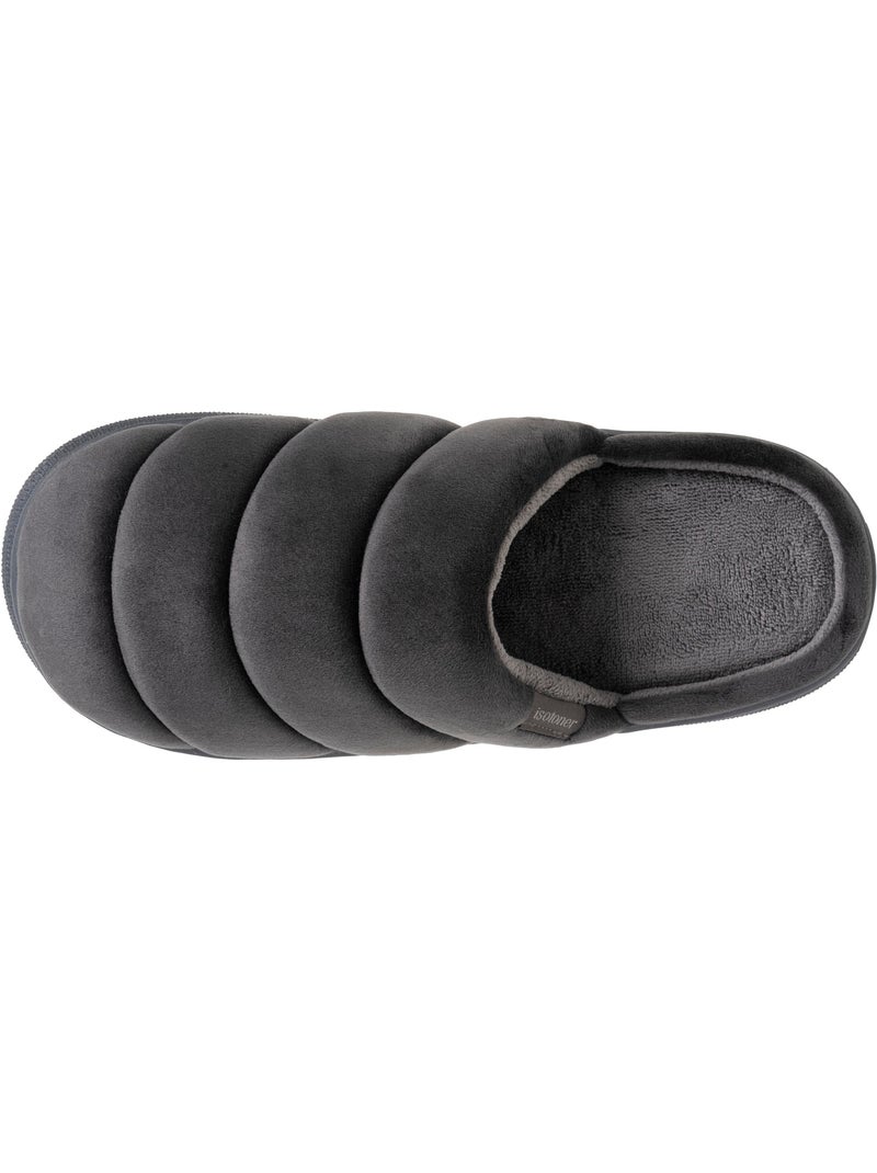 Chaussons mules velours ultra doux, semelle bloup homme Isotoner Gris - Kiabi