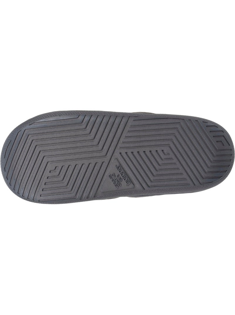 Chaussons mules velours ultra doux, semelle bloup homme Isotoner Gris - Kiabi