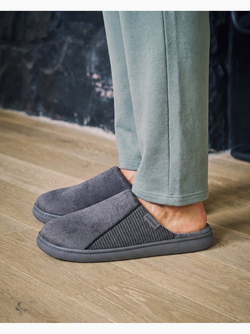 Chaussons mules velours ultra doux, semelle bloup xtra homme - Kiabi