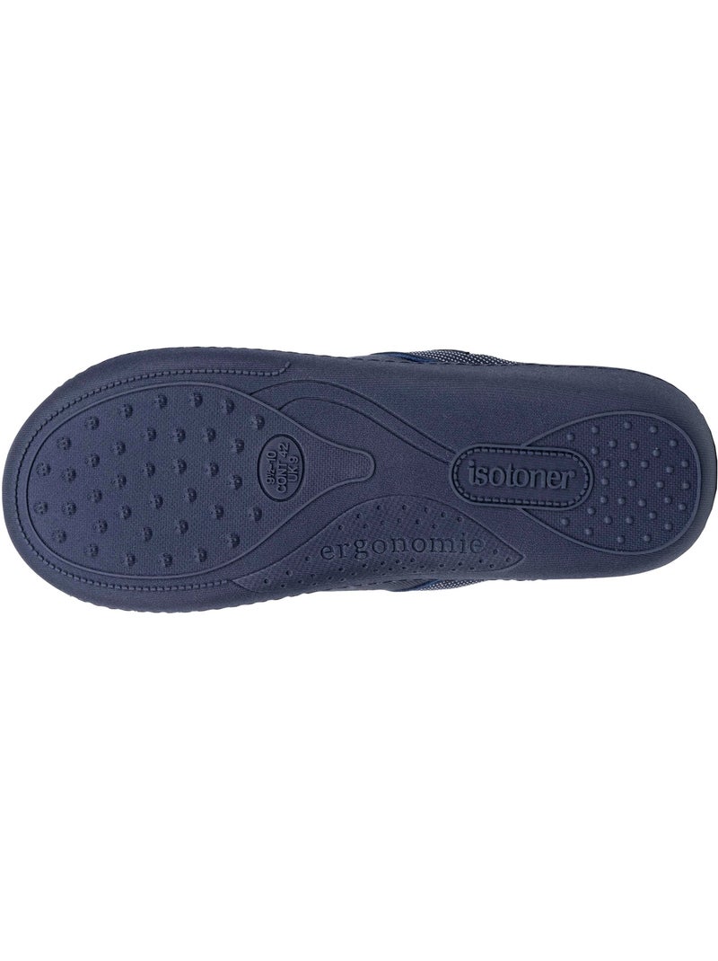 Chaussons mules velours ultra doux, semelle ergonomique homme Isotoner Bleu marine - Kiabi