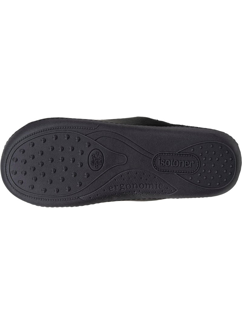 Chaussons mules velours ultra doux, semelle ergonomique homme Isotoner Noir - Kiabi