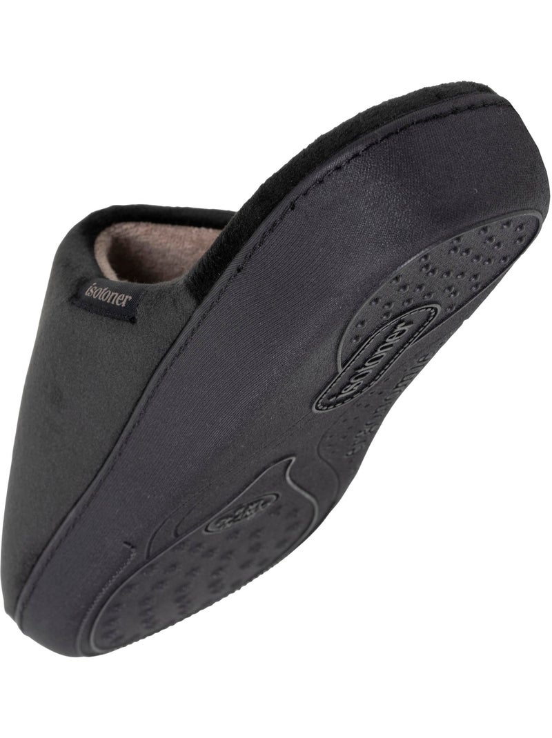 Chaussons mules velours ultra doux, semelle ergonomique homme Isotoner Noir - Kiabi
