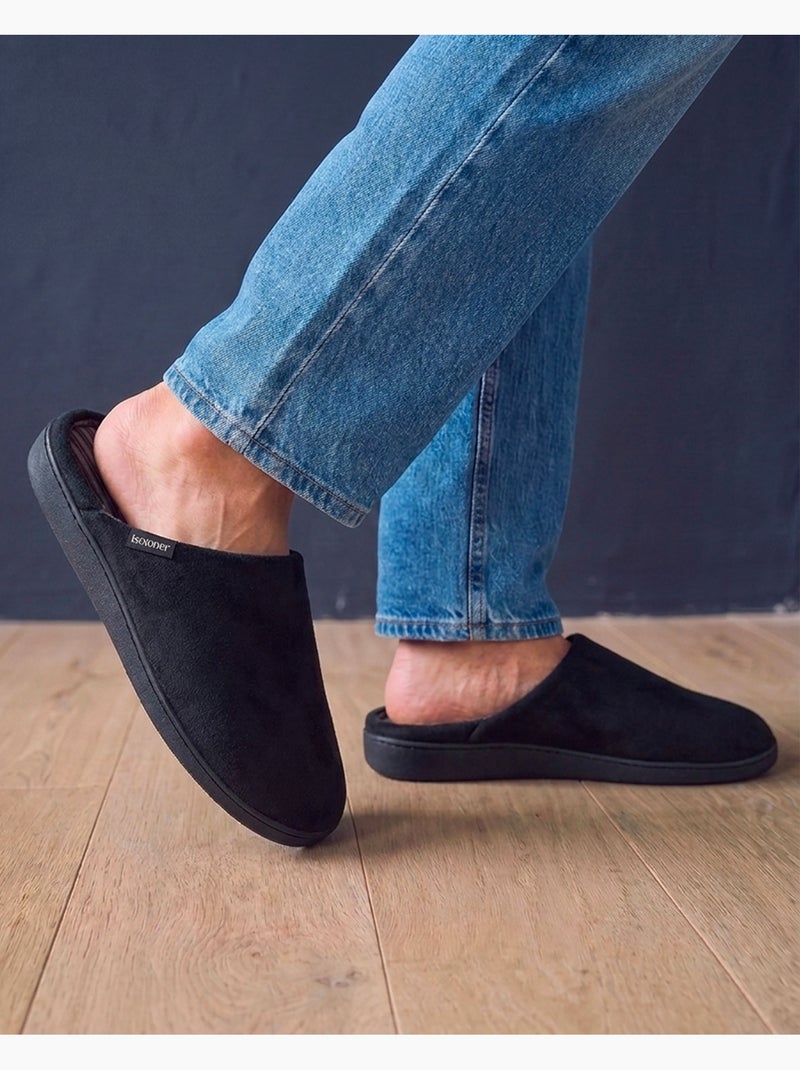 Chaussons mules velours ultra doux, semelle ergonomique homme Noir - Kiabi
