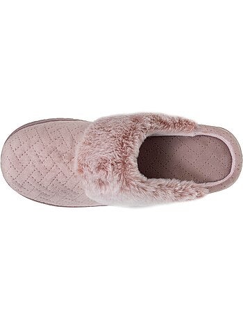 Chaussons mules velours ultra doux, talon 3,7 cm femme