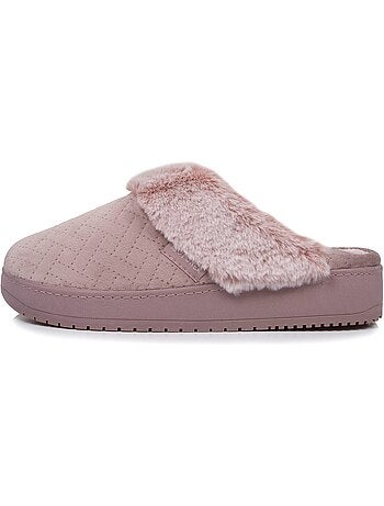 Chaussons mules velours ultra doux, talon 3,7 cm femme
