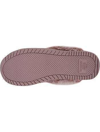 Chaussons mules velours ultra doux, talon 3,7 cm femme