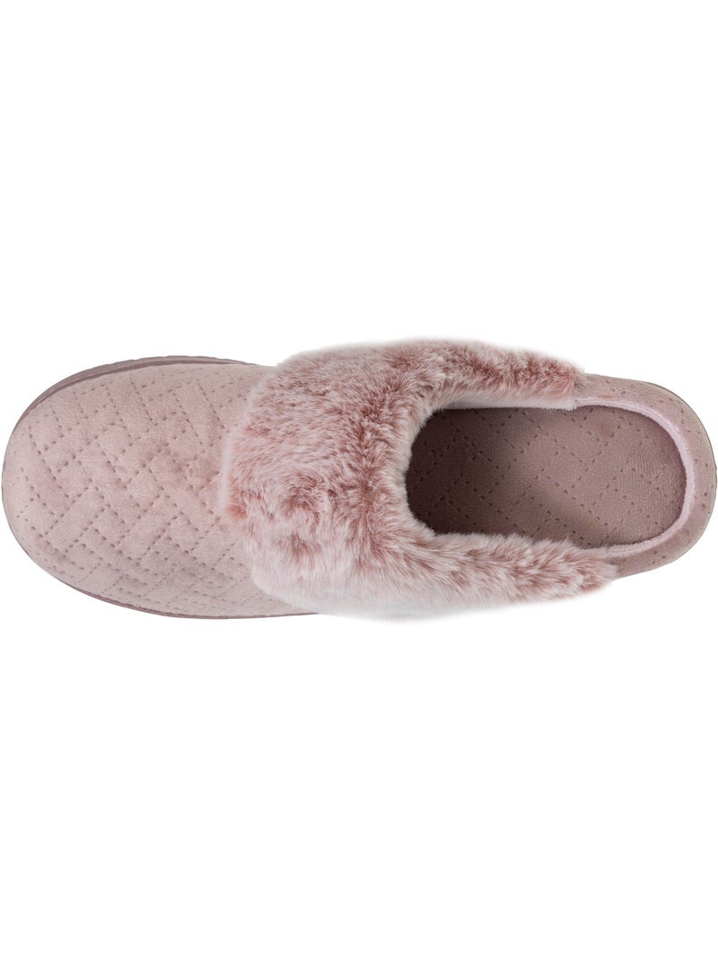 Chaussons mules velours ultra doux, talon 3,7 cm femme Blush - Kiabi