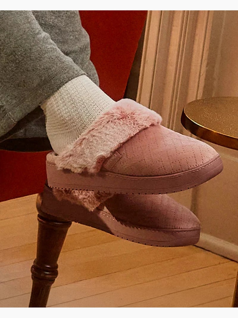 Chaussons mules velours ultra doux, talon 3,7 cm femme Isotoner Blush - Kiabi