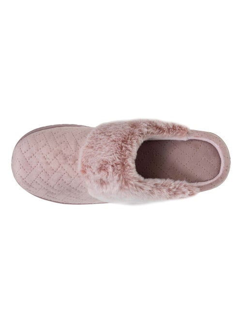 Chaussons mules velours ultra doux, talon 3,7 cm femme Isotoner - Kiabi
