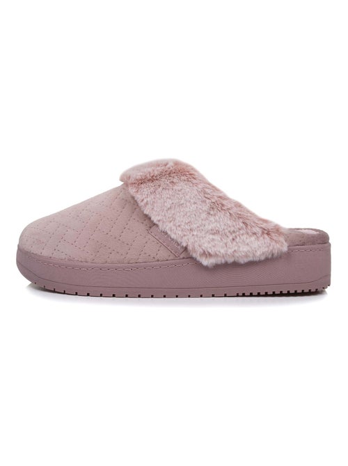 Chaussons mules velours ultra doux, talon 3,7 cm femme Isotoner - Kiabi