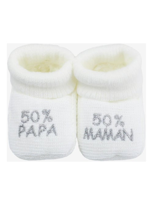 Chaussons Naissance - Message :  50% Maman 50% Papa - Kiabi