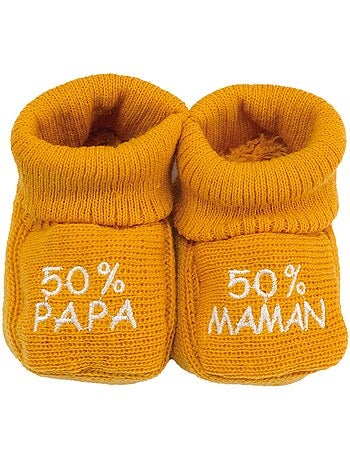 Chaussons naissance - message : 50% maman 50% papa