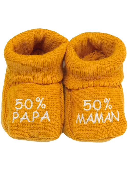 Chaussons naissance - message :  50% maman 50% papa - Kiabi