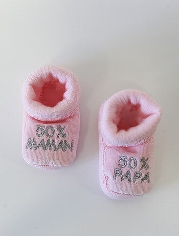 Chaussons Naissance - Message : 50% Maman 50% Papa