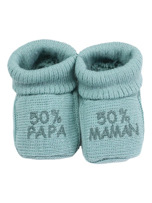 Chaussons Naissance - Message :  50% Maman 50% Papa - Kiabi