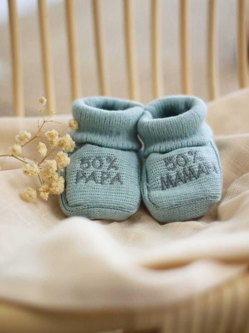 Chaussons Naissance - Message :  50% Maman 50% Papa - Kiabi