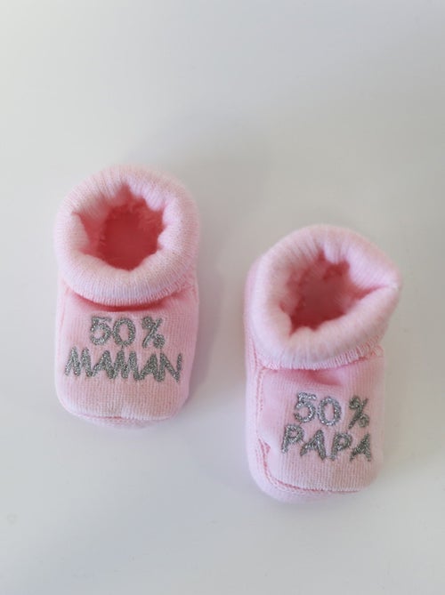 Chaussons Naissance - Message :  50% Maman 50% Papa - Kiabi