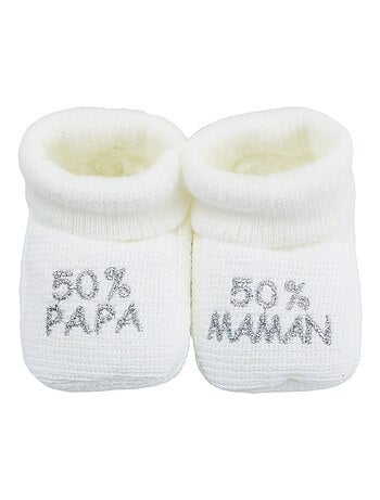 Chaussons Naissance - Message : 50% Maman 50% Papa