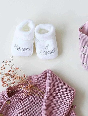 Chaussons naissance - Message Maman d'Amour