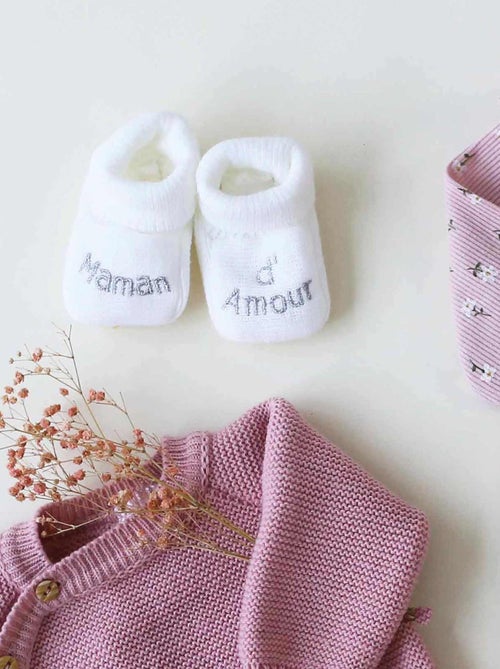 Chaussons naissance - Message Maman d'Amour - Kiabi