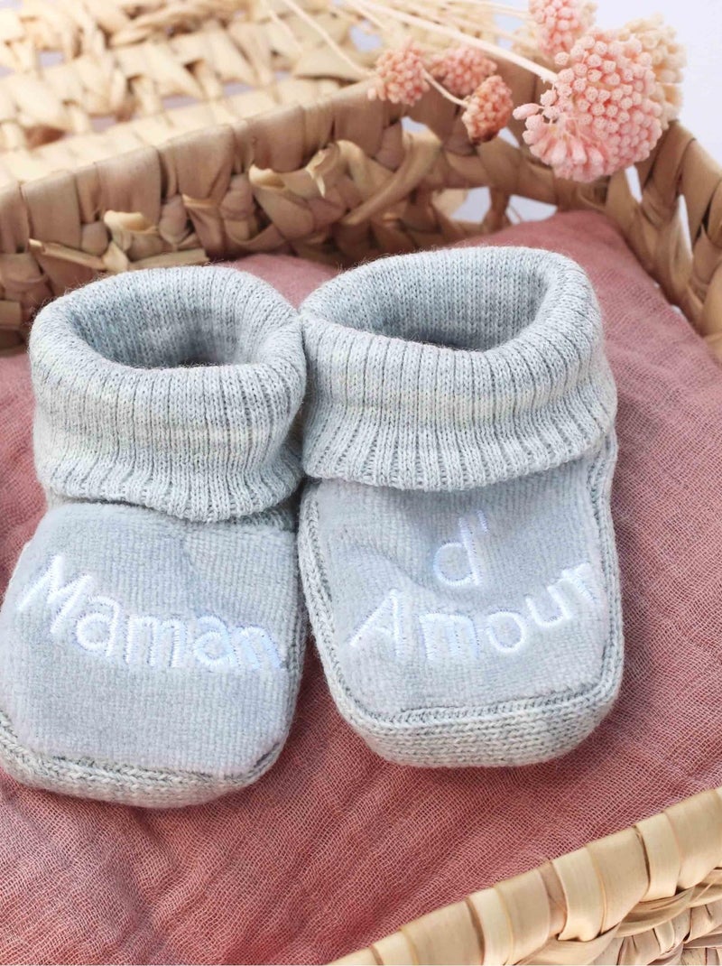 Chaussons Naissance - Message Maman D'amour Gris - Kiabi