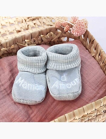 Chaussons naissance - message maman d'amour