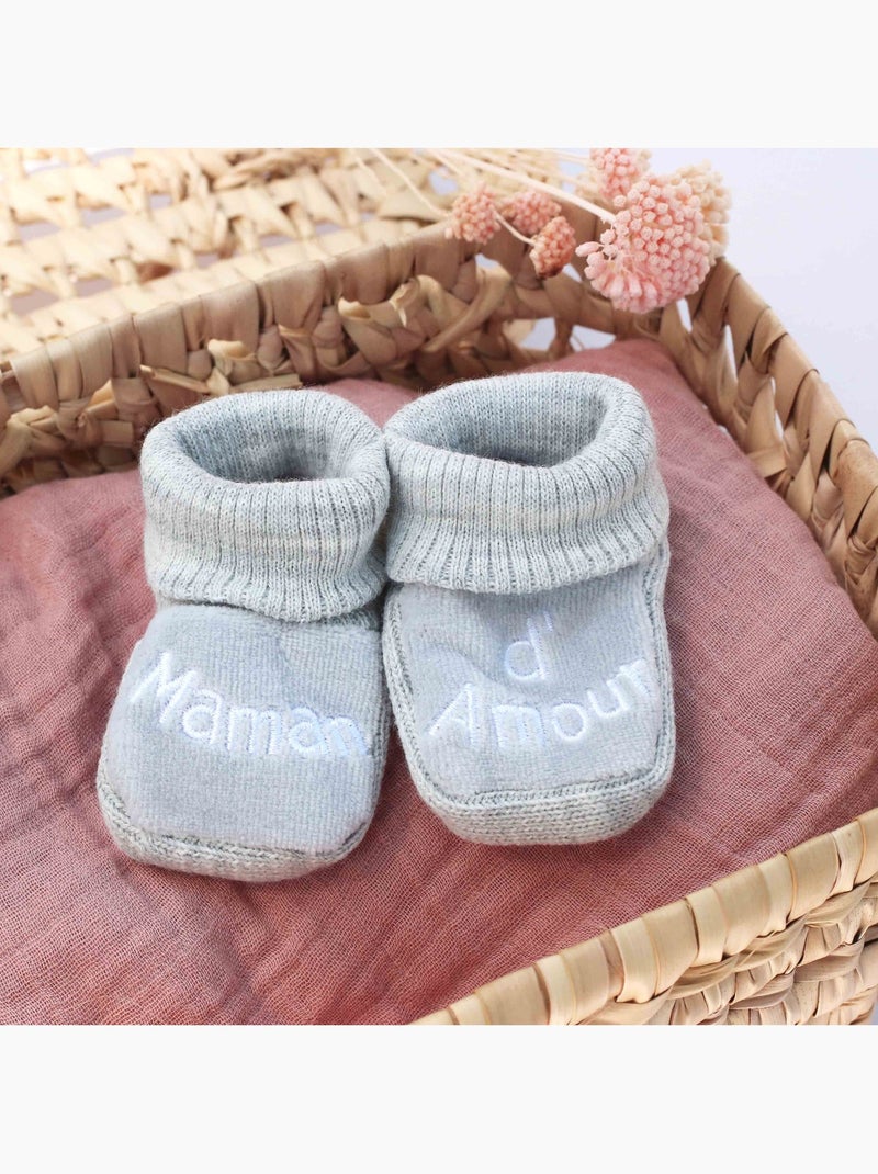 Chaussons naissance - message maman d'amour Gris clair - Kiabi
