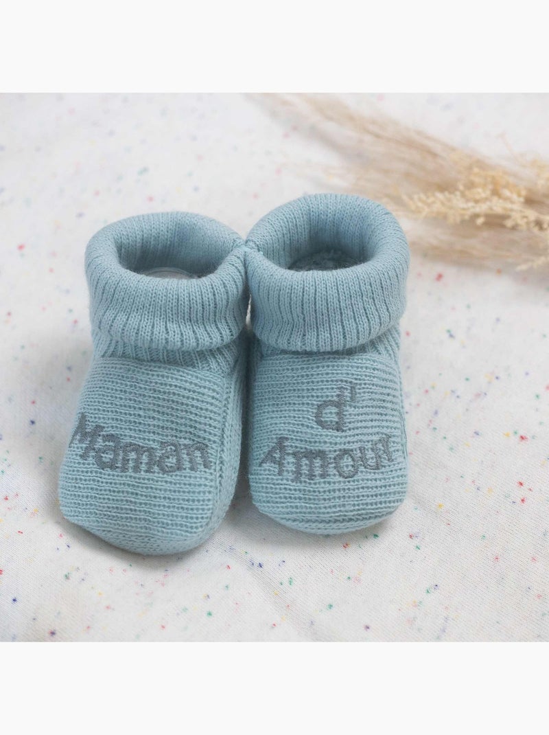 Chaussons naissance - message maman d'amour Vert clair - Kiabi