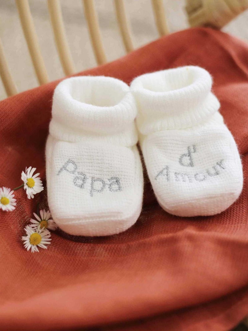 Chaussons Naissance - Message Papa D'amour Blanc - Kiabi
