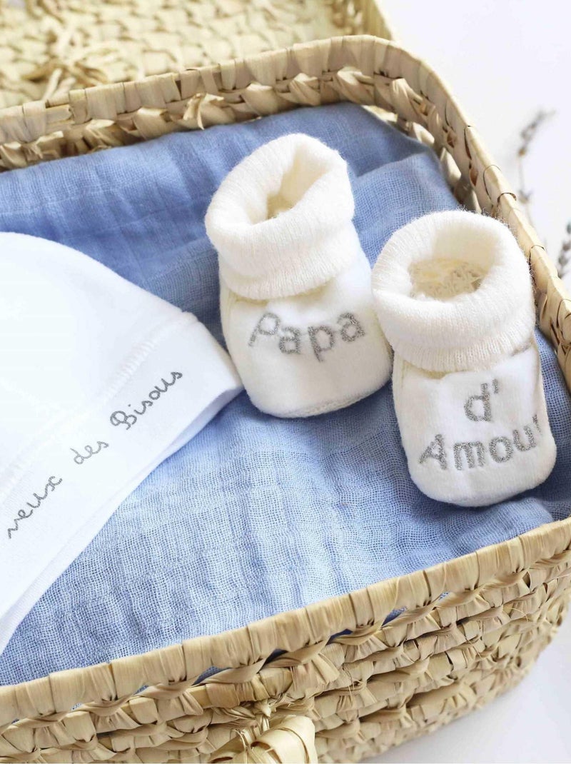 Chaussons Naissance - Message Papa D'amour Blanc - Kiabi
