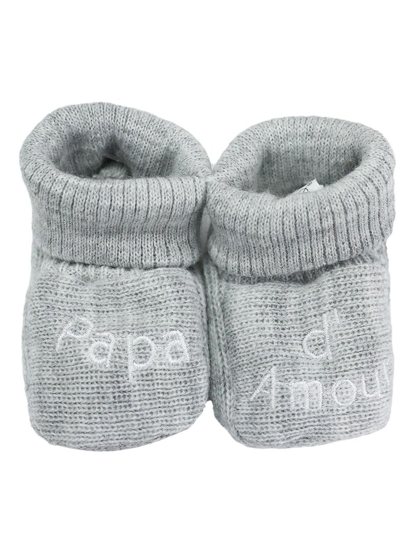 Chaussons naissance - message Papa d'Amour Gris - Kiabi