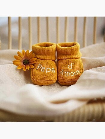 Chaussons naissance - message papa d'amour