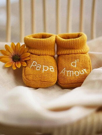 Chaussons naissance - message Papa d'Amour
